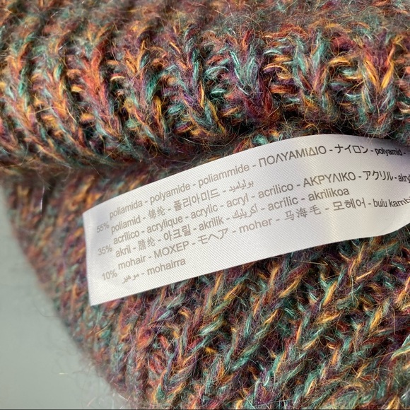 Zara Mohair Blend Oversized Knit Sweater Ruffle Flower Pom-Poms Bubble Sleeves - Picture 9 of 14